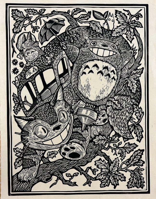 My Neighbor Totoro Block Print