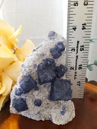 Image 2 of 454g Rare Blue Indigo YGX Cube "QR Code" Fluorite Crystal Specimen 
