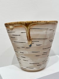 Image 3 of Ceramic Birch Vase with Ochre Interior- Lenore Lampi