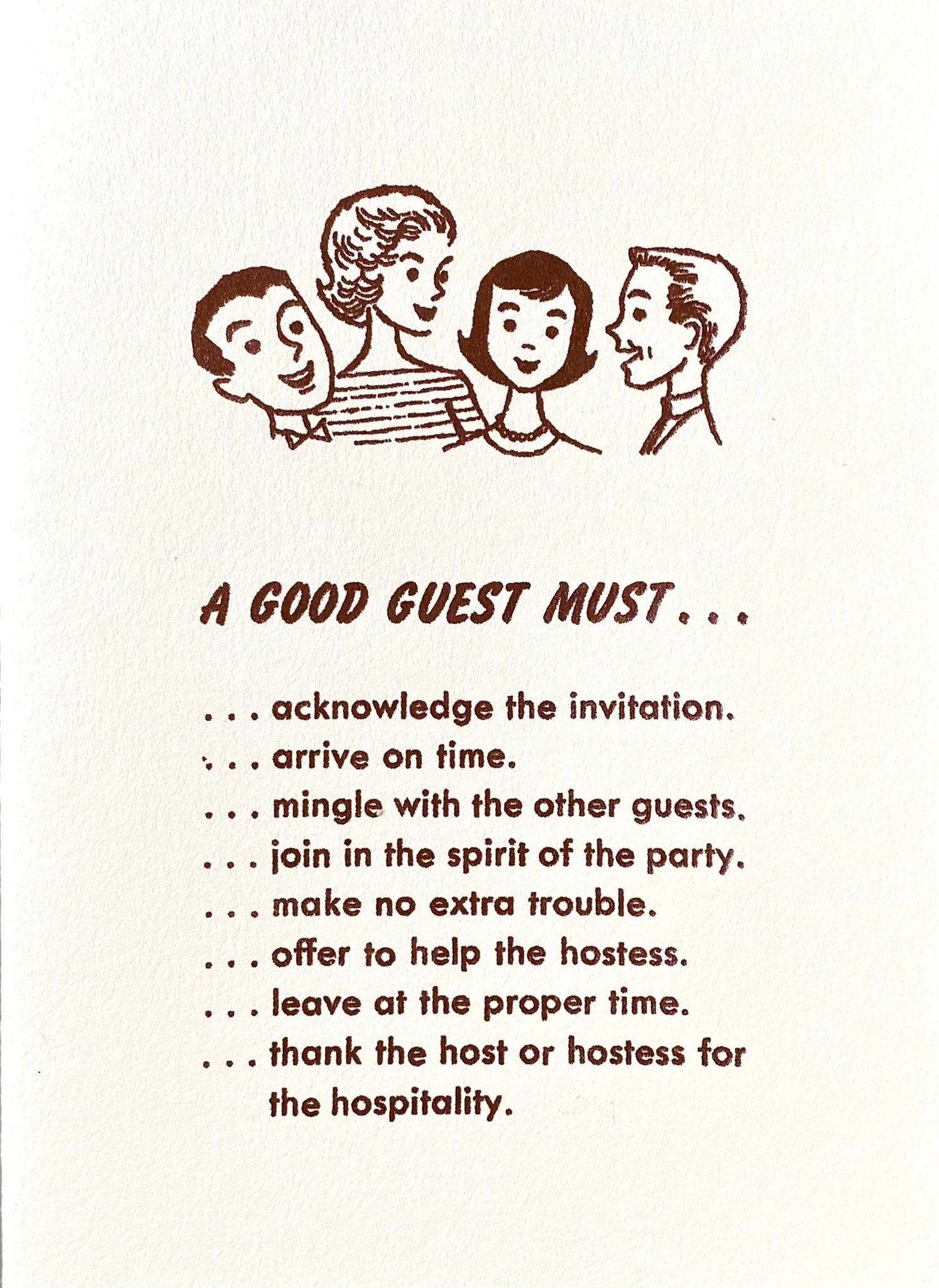 Image of A Good Guest Must... Greeting Card