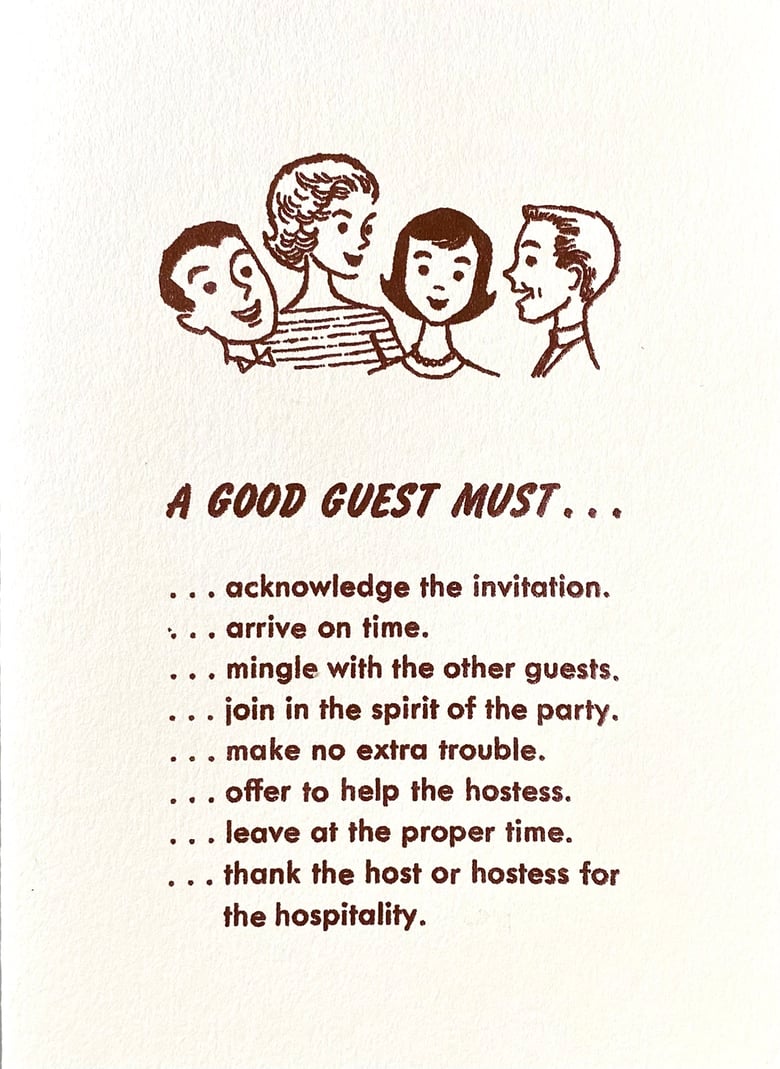 Image of A Good Guest Must... Greeting Card