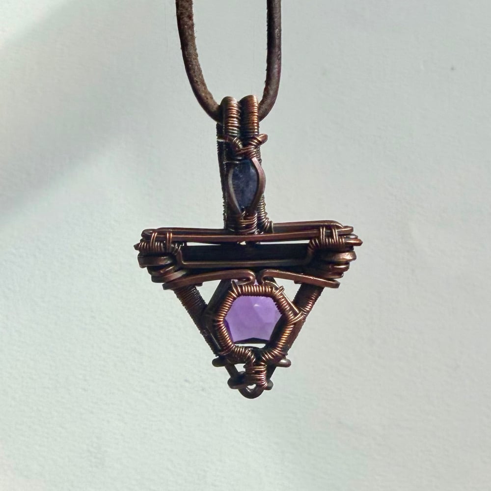 Image of Amethyst, Black Tourmaline, & Blue Kyanite Pendant