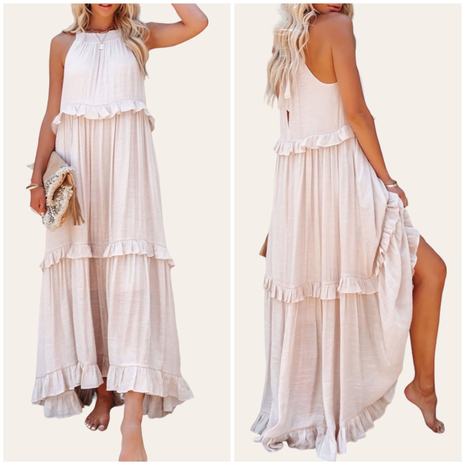 Image of Summer Ruffle  lace Up Maxi