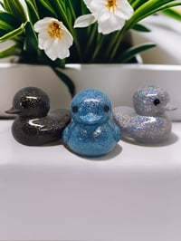 Image 1 of Set of 3 Resin Art OlllllO Ducks Ceramic Coated with Ducking Cards 'The Jackalope'