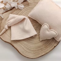 Image 2 of Newborn photoshooting neutral set - hat pillow heart | plain beige| photo props