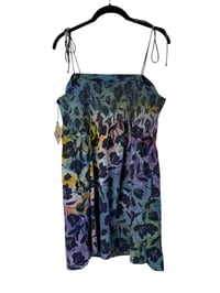Image 6 of ♻️ UPCYCLED XL Linen Blend Sundress in Muted Flower Printed Ice Dye