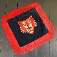 Image 7 of Blue Velvet Red Tiger Red Frinfe Cushion Cover