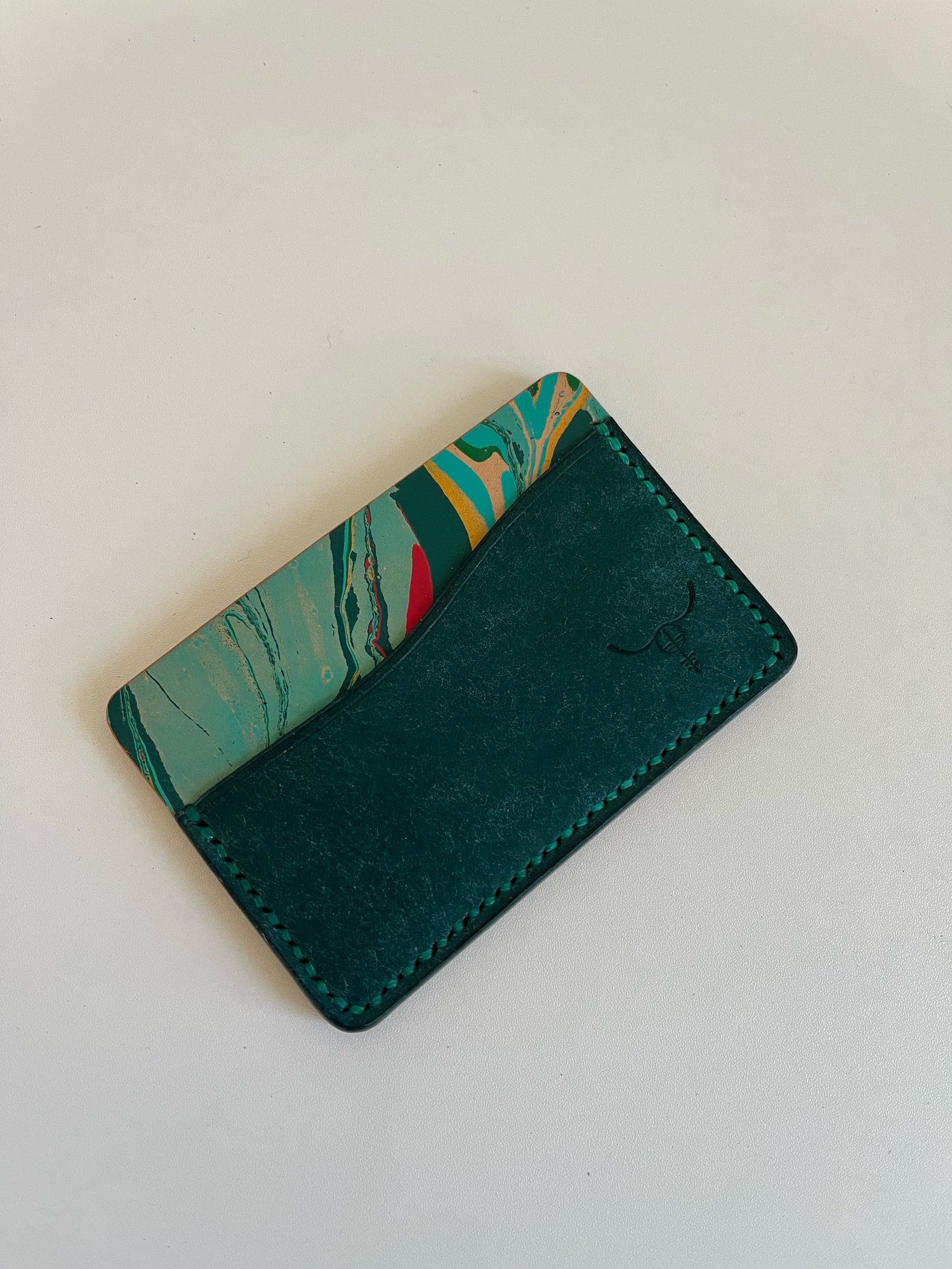 Image of Ortensia Pueblo/Seafoam Marbled Horizontal Cardholder 