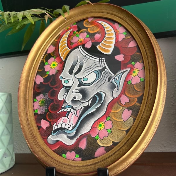 Image of Framed oval Hannya 