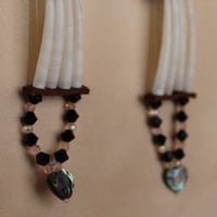 Image 10 of 5 Tier Dentalium Earrings (Abalone Hearts)