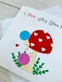 Image 3 of Handmade Snail Love Anniversary Card - Cute Animal-Themed Card for Couples