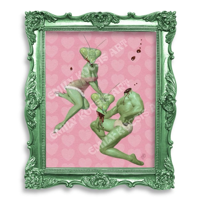 Retro Art Print //  Mantis Decapitation (Single Or Couple)