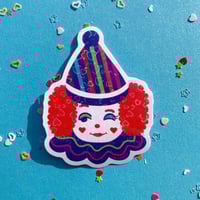 Image 1 of Dumpy the Clown Holo Heart Sticker (vinyl)