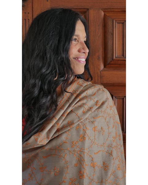 Image of Caramelo Hand embroidered pashmina 
