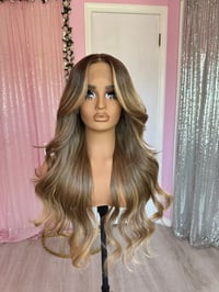 Image 2 of Caramel brunette curtain bangs 