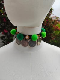 Image 5 of 🧿Festival choker pompoms Green
