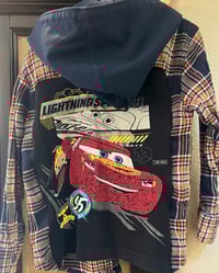 Children's Vintage Blue/Orange/White Hoodie Flannel Shirt Disney Cars