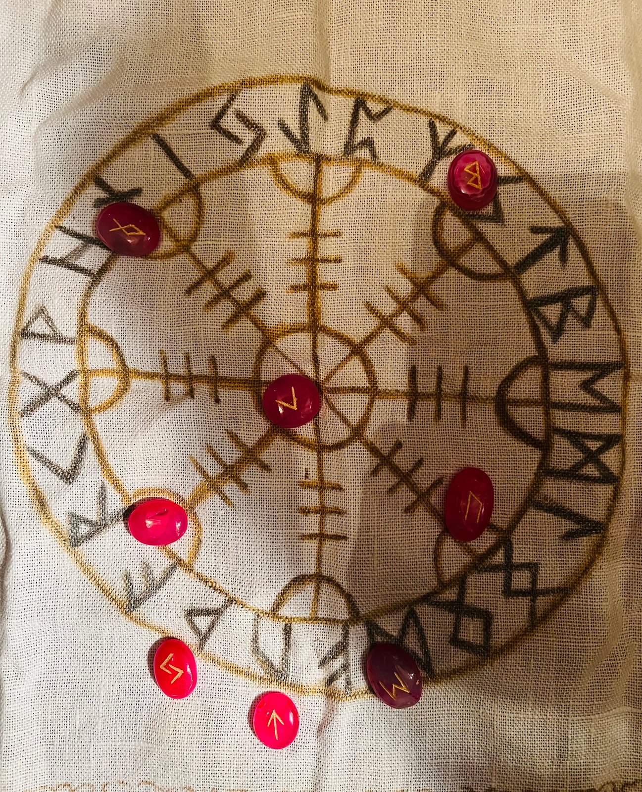 Hand Painted Rune Divination Cloth GypsyGrey