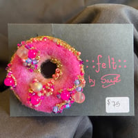Image 1 of ::felt:: Pink Donut Pin-Brooch