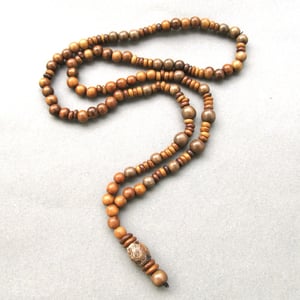 Image of Mens brown robles and grey wood beaded necklace