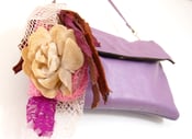 Image of Lilac & Plum Purple Vintage Clutch Purse w. handcrafted flower adornment