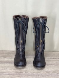 Image 3 of KELSI DAGGER shearling fur lined brown leather lace up boots