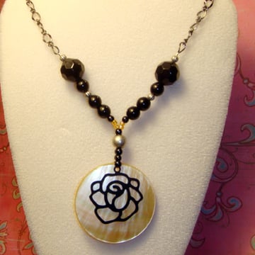 Image of Blackened Rose Necklace