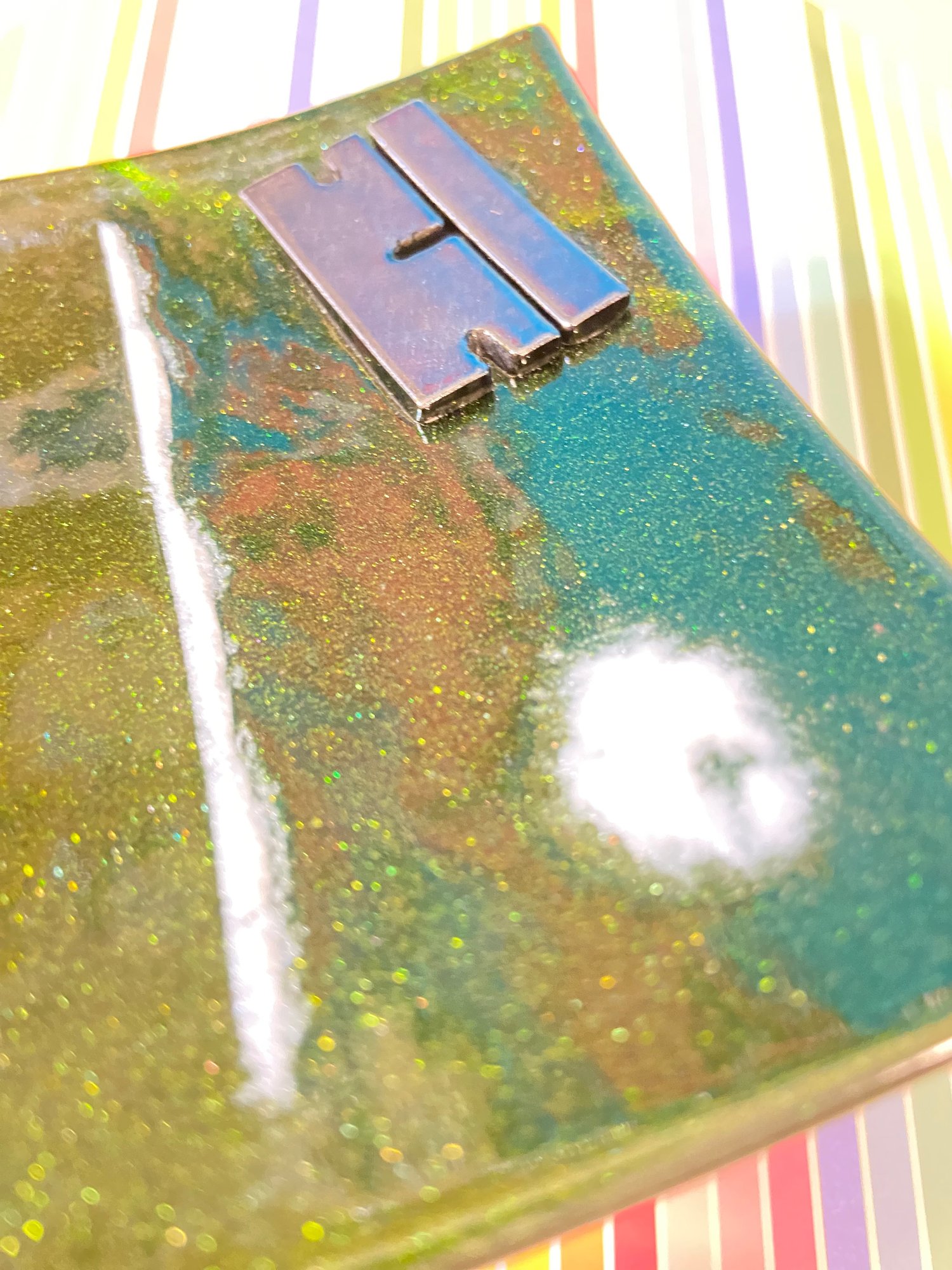 Image of Green Sparkle Razor And Coke Tile