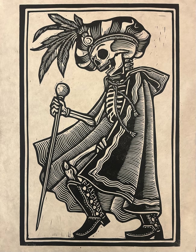 Fancy Skeleton Block Print