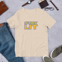 Image 3 of STAY LIT GOLD/PINK/BLUE Short-Sleeve Unisex T-Shirt