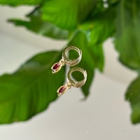 Image 3 of Dainty Garnet Earrings / Gold
