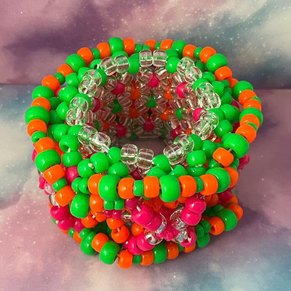 colorful neon frog kandi bracelets - set of 3 – PiesWeirdCreations