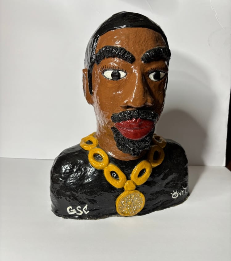 Image of Cement Olmec Head (sculpture)