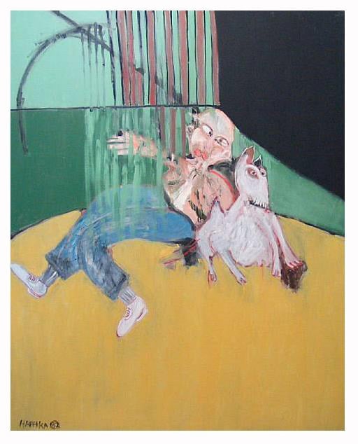 Image of Important Expressionist Oil Painting by Michael Hafftka - Gone Fishing