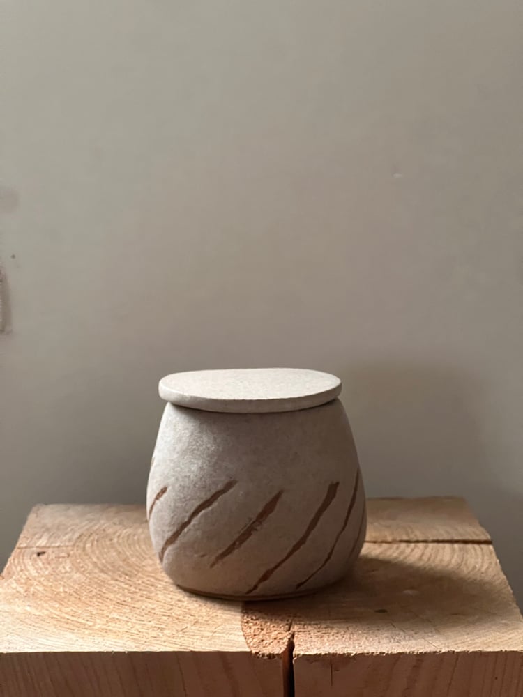 Image of Striped Lidded Pot