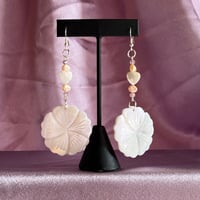 Image 1 of mop flower & pink pearl earrings