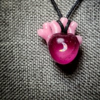 Image 2 of MINIATURE "LOVE YOU TO THE MOON AND BACK" ANATOMICAL HEART PENDANT 13