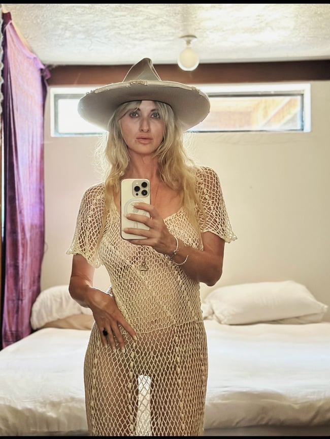 early 70s slinky crochet dress