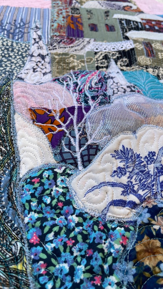 Elsa's Castle - art quilt painting, 77х45 cm Image 15