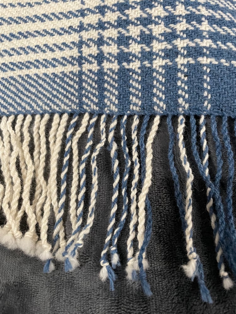 Image of Handwoven Blue Plaid Wool Throw