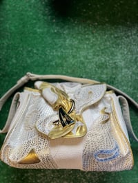 Image 1 of Diana White and Gold Vintage Nas Large Purse