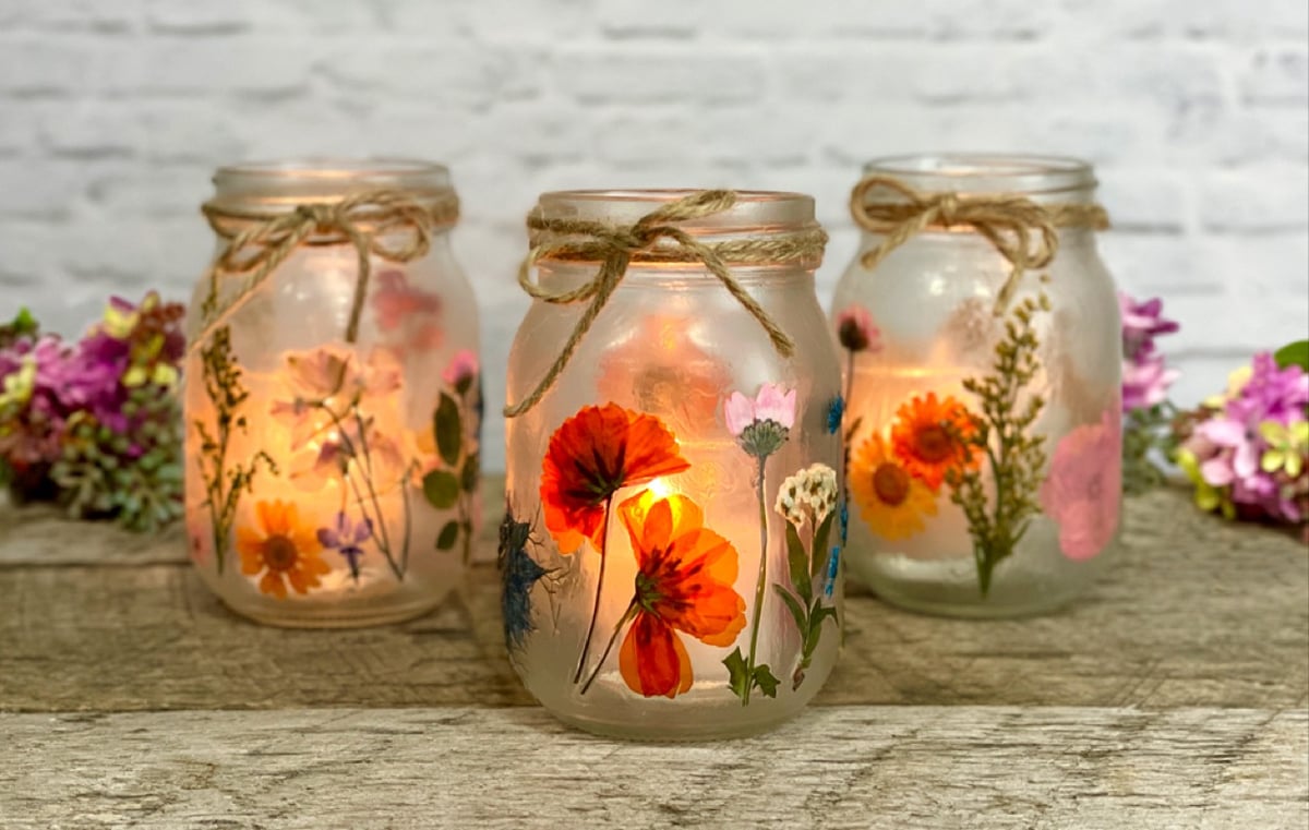 Image of Illuminated Pressed Flower Jar 7/24 Sayde's Salem, NH
