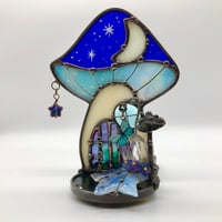 Image 2 of Iridescent Blue Mushie Moon Candle Holder