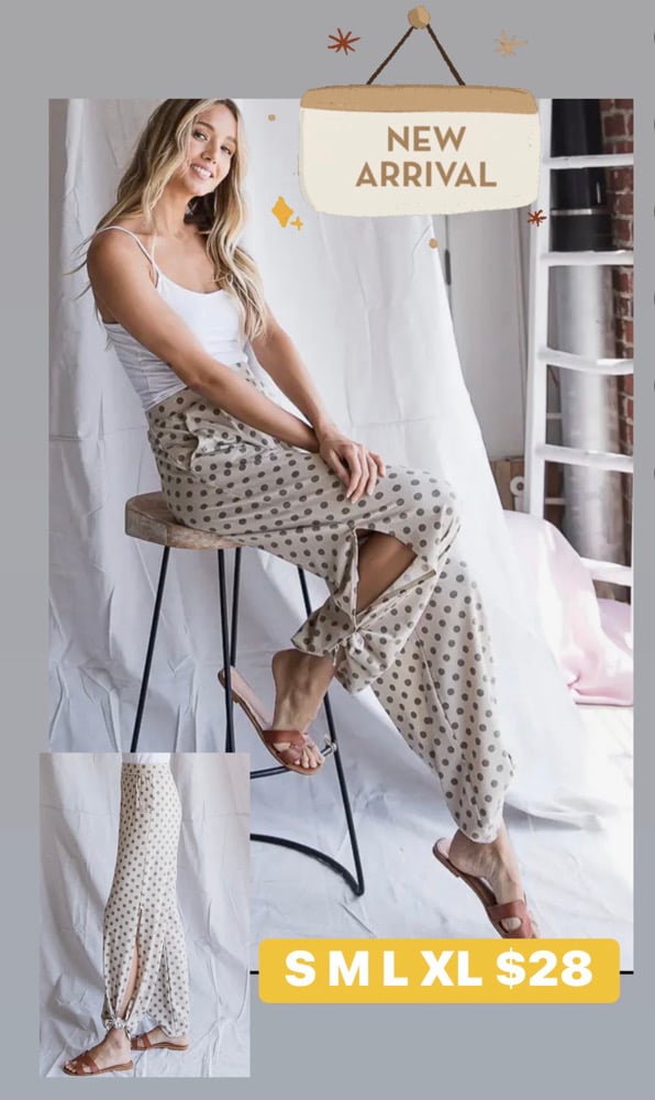 Image of Tan Polkadot Pants 