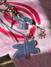 Image 4 of glass bead keyrings with butterfly or mushroom trinket  