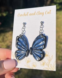 Image 2 of Blue Monarch Butterfly Earrings 