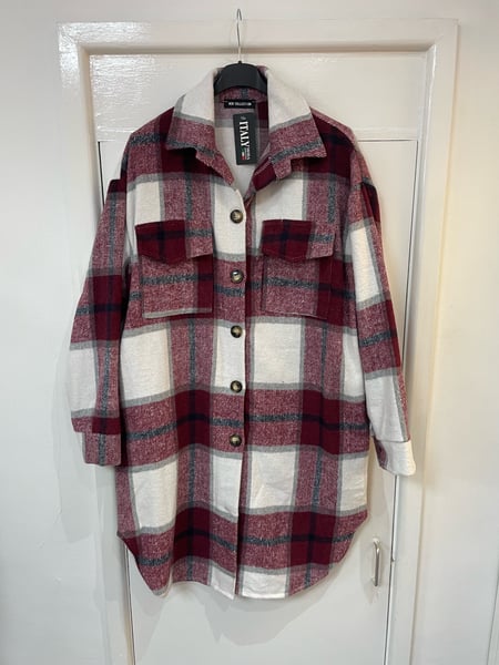 Image of Long Checked Over Shirt