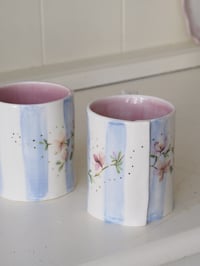 Image 1 of Blue Stripes And Blossom Mug
