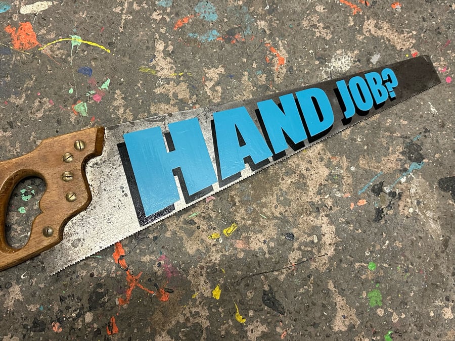 Image of Hand Painted Vintage Saw Hand Job?