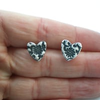 Image 3 of Orange Blossom Silver Heart Earrings